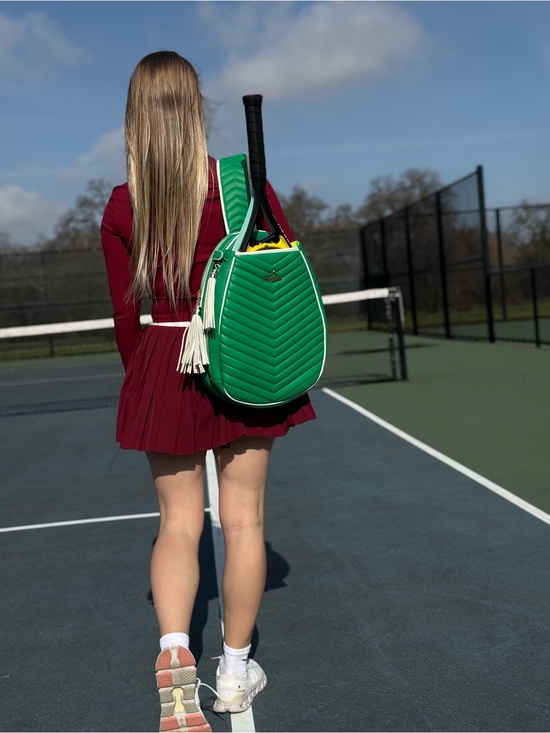 Handbags - Green Quilted Tennis Racket Bag
